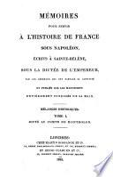 Mémoires pour servir à l'histoire de France sous Napoléon