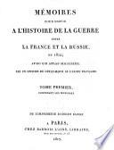 Mémoires pour servir à l'histoire de la guerre entre la France et la Russie en 1812