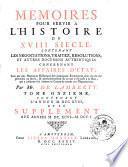 Memoires pour servir à l'histoire du XVIII siècle