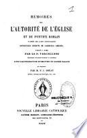Mémoires sur l'autorité de l'Eglise et du pontife romain