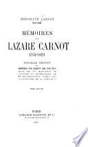 Mémoires sur Lazare Carnot, 1753-1823