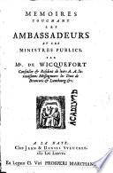 Memoires touchant les ambassadeurs et les ministres publics