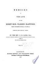 Memoirs of the life of the Right Hon. Warren Hastings, first governor-general of Bengal
