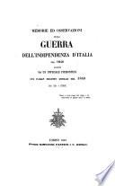 Memorie ed osservazioni sulla guerra dell'indipendenza d'Italia nel 1848