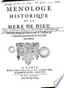 Ménologie historique de la Mère de Dieu