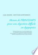 Menus de printemps pour une digestion difficile ou dyspepsies
