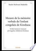 Mesure de la mémoire verbale de l’enfant congolais de Kinshasa