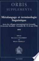 Métalangage et terminologie linguistique