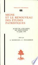 Migne et le renouveau des études patristiques