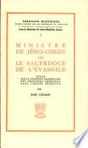 Ministre de Jesus-christ Ou Le Sacerdoce de