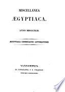 Miscellanea Ægyptiaca