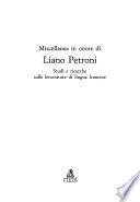 Miscellanea in onore di Liano Petroni