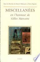 Miscellanées en l'honneur de Gilles Marcotte