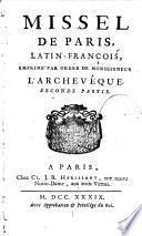 Missel de Paris, Latin-François, Imprimé par ordre de Monseigneur l'Archevêque
