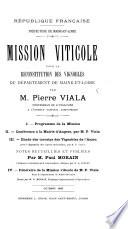 Mission viticole pour la reconstitution des vignobles du département de Maine-et-Loire