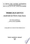 Modernité de Pierre Jean Jouve