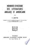 Momento d'histoire des littératures anglaise et américaine
