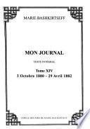 Mon journal: 3 octobre 1880 - 29 avril 1882