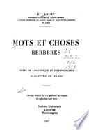Mots et choses berbères