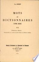 Mots et dictionnaires Vll