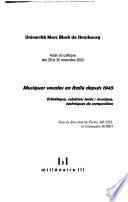 Musiques vocales en Italie depuis 1945