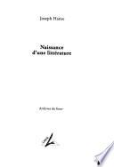 Naissance d'une littérature