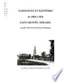 Naissances et baptêmes paroisse Saint-Benoît, Qc, 1800-1836