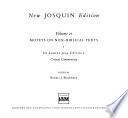 New Josquin edition: Motets on non-Biblical texts De domino Jesu Christo