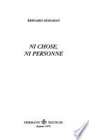 Ni chose, ni personne