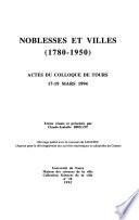 Noblesses et villes (1780-1950)