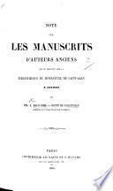 Note sur les manuscrits d'auteurs anciens qui se trouvent dans la bibliothèque du monastère de Saint Jean à Patmos