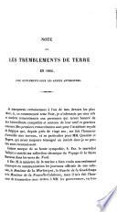 Note sur les tremblements de terre en 1862, avec suppléments pour les années antérieures