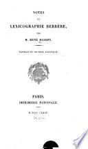 Notes de lexicographie berbère..