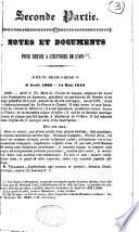 Notes et documents pour servir à l'histoire de Lyon sous le règne d' Henri IV, 1594- 1610
