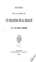 Notes sur la paroisse de St-François de la Beauce