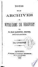 Notes sur les archives de Notre-Dame de Beauport