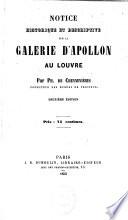 Notice historique et descriptive sur la Galerie d'Apollon au Louvre