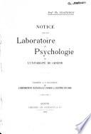 Notice sur le laboratoire de psychologie de l'Université de Genève...