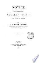 Notice sur un manuscrit intitulé Annales Mundi ad annum 1264