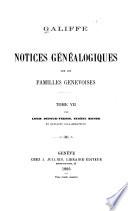 Notices généalogiques sur les familles genevoises