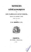 Notices généalogiques sur les familles genevoises