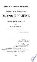 Notions fondamentales d'économie politique et programme économique