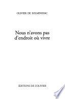 Nous n'avons pas d'endroit où vivre