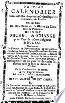 Nouveau calendrier du Très Illustre Ordre Equestre de Bavière sous le Titre de Défenseurs de la Gloire de Dieu sous la Protection de Saint-Michel Archange