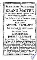 Nouveau calendrier du Très Illustre Ordre Equestre de Bavière sous le Titre de Défenseurs de la Gloire de Dieu sous la Protection de Saint-Michel Archange