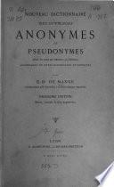 Nouveau dictionnaire des ouvrages anonymes et pseudonymes