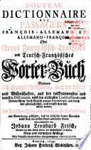 Nouveau dictionnaire des Passagers François-Allem. et Allem.-Franç. Johann Leonhard Frisch