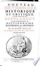 Nouveau Dictionnaire Historique Et Critique