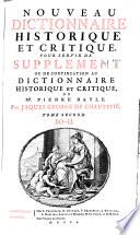 Nouveau dictionnaire historique et critique pour servir de supplément ou de continuation au Dictionnaire de M. Pierre Bayle
