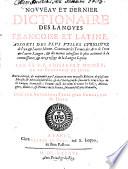 Nouveau, et dernier Dictionaire des Langues françoise et latine